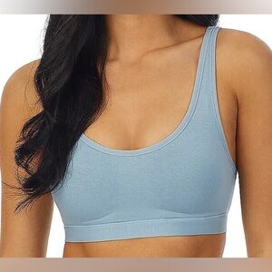 Cuddl Duds Light Blue Scoop Bralette Padded lounge support wirefree sports bra M
